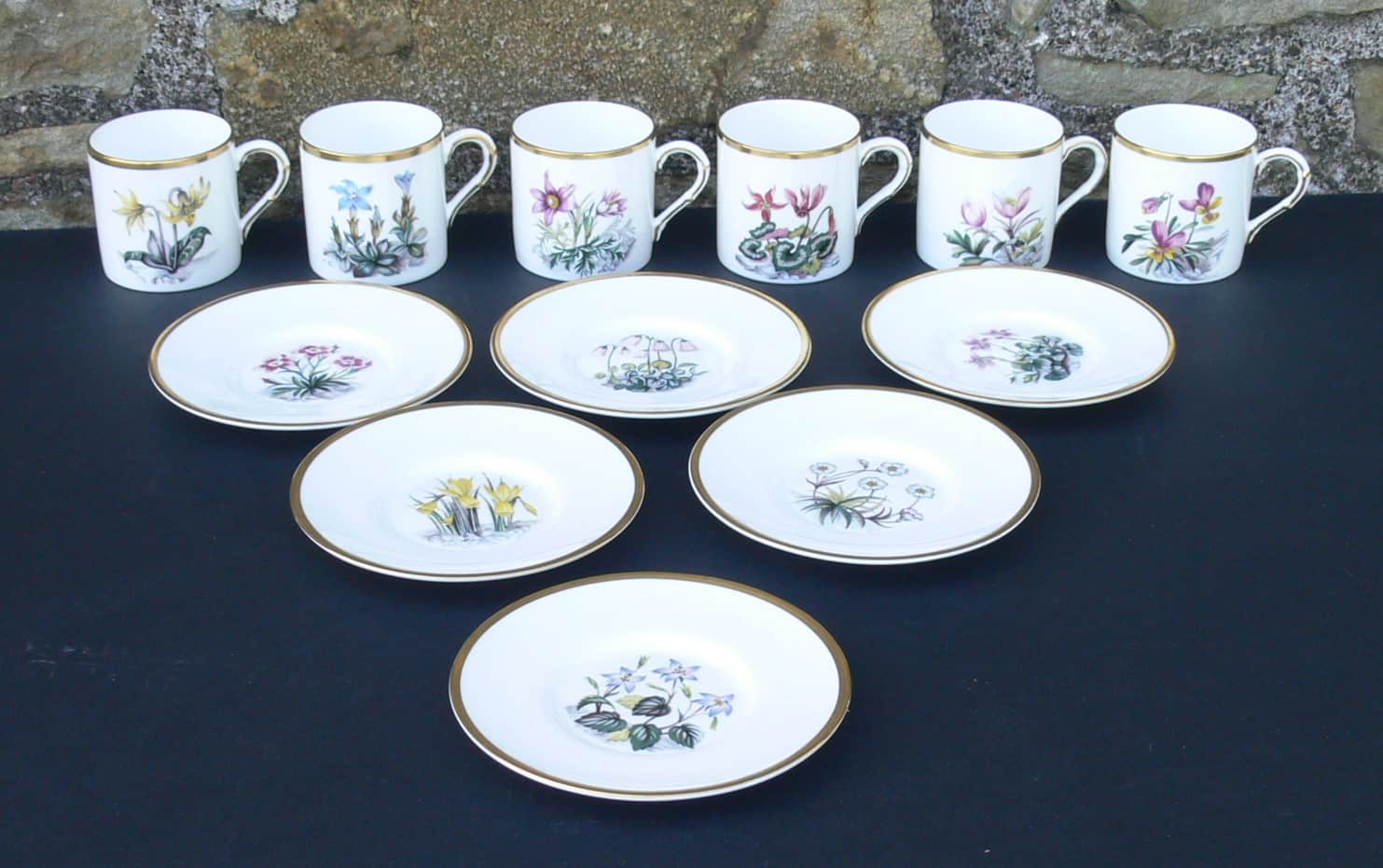 Vintage Royal Worcester Alpine Flowers Coffee Set